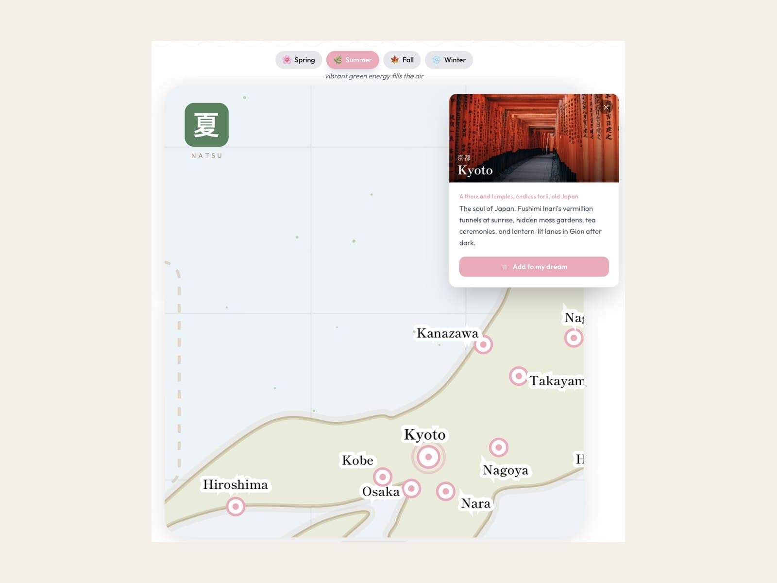 The Japan trip builder app